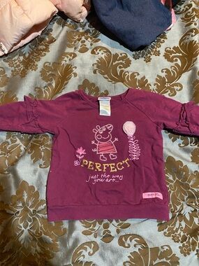 Peppa Pig Maroon Pullover Sweatshirt with Pink Applique